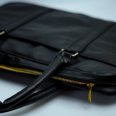 Classic Black Leatherite Laptop Sleeve Bag - BREACHIT