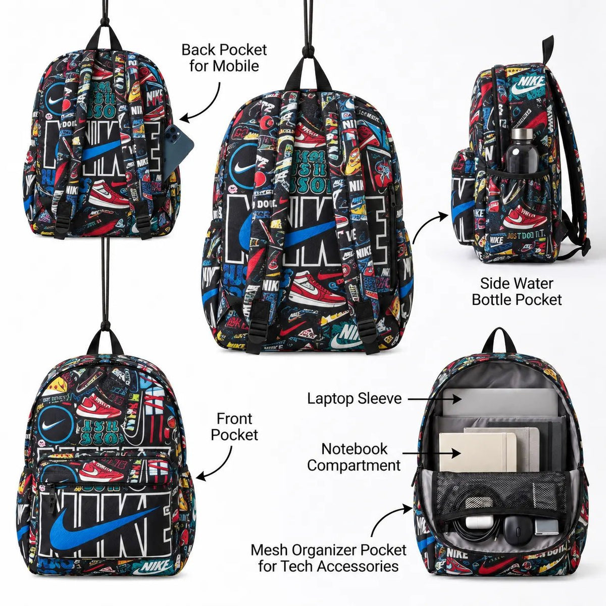 DB009 Just Do It Allover Printed Backpack - BREACHIT