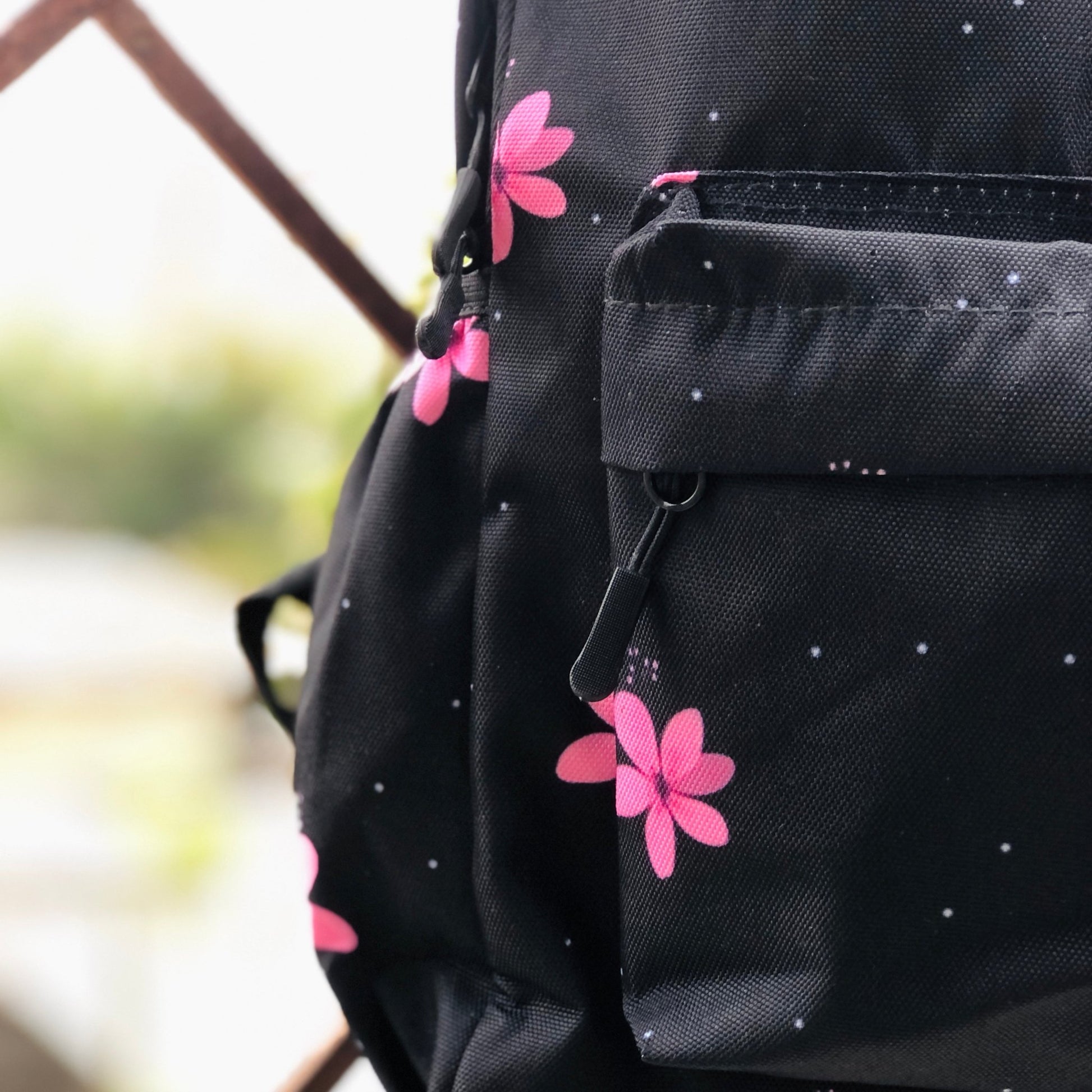 DB082 Pink Floral Art Allover Printed Backpack - BREACHIT