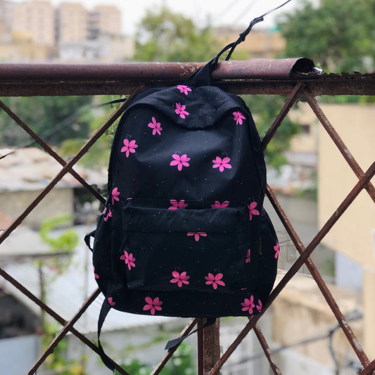 DB082 Pink Floral Art Allover Printed Backpack - BREACHIT