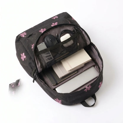 DB082 Pink Floral Art Allover Printed Backpack - BREACHIT
