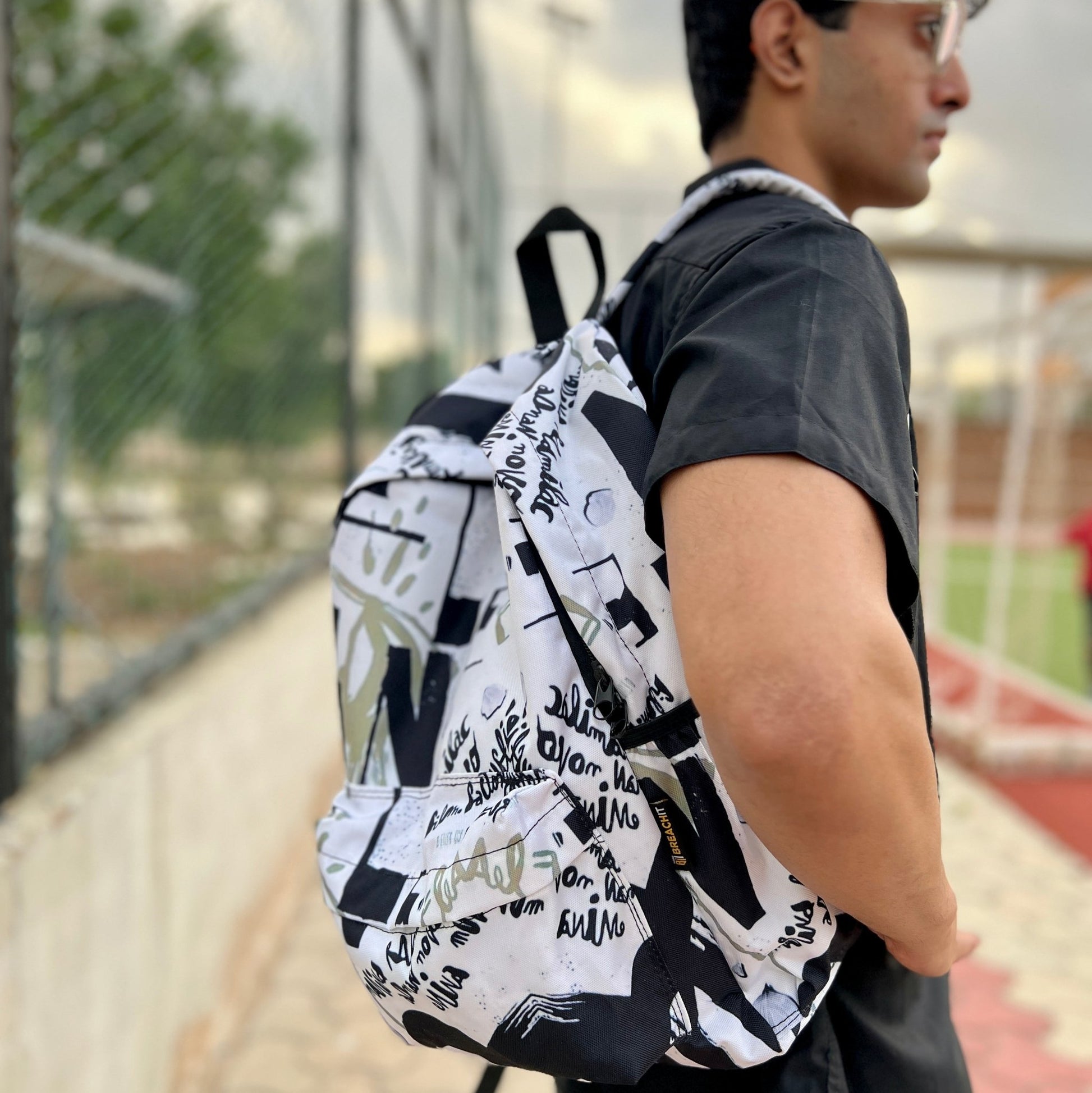 DB088 Typography Art Allover Printed Backpack - BREACHIT