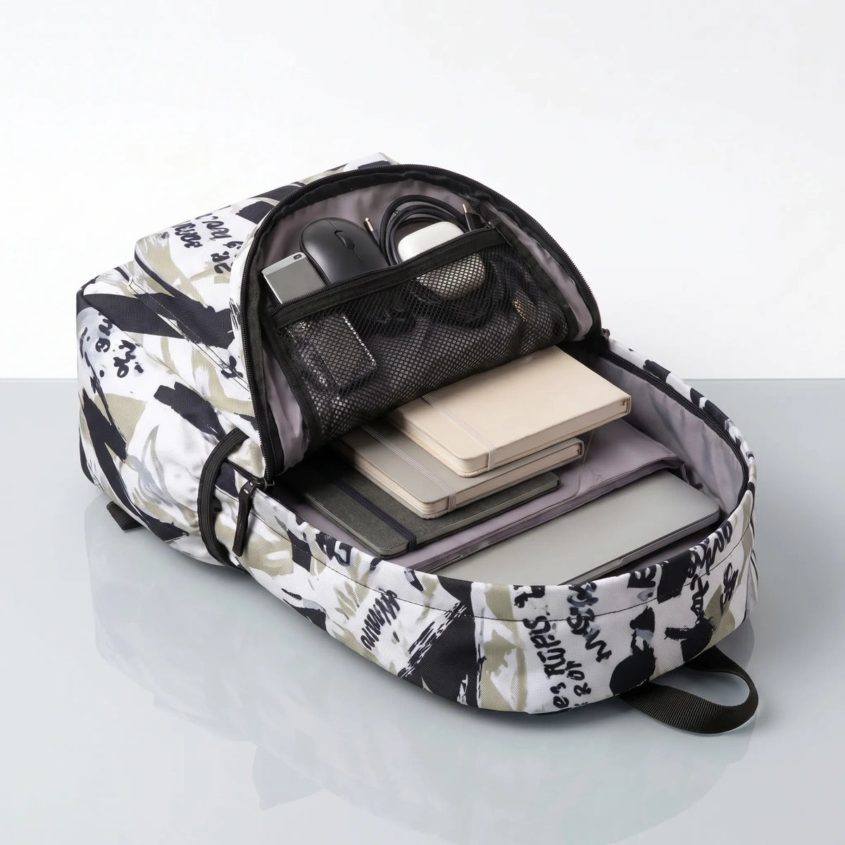 DB088 Typography Art Allover Printed Backpack - BREACHIT
