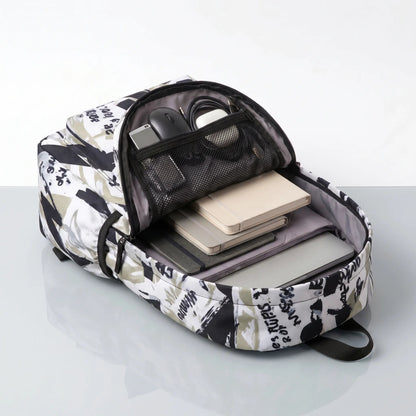 DB088 Typography Art Allover Printed Backpack - BREACHIT
