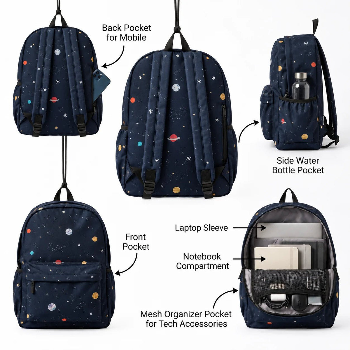 DB104 Galaxy Allover Printed Backpack - BREACHIT