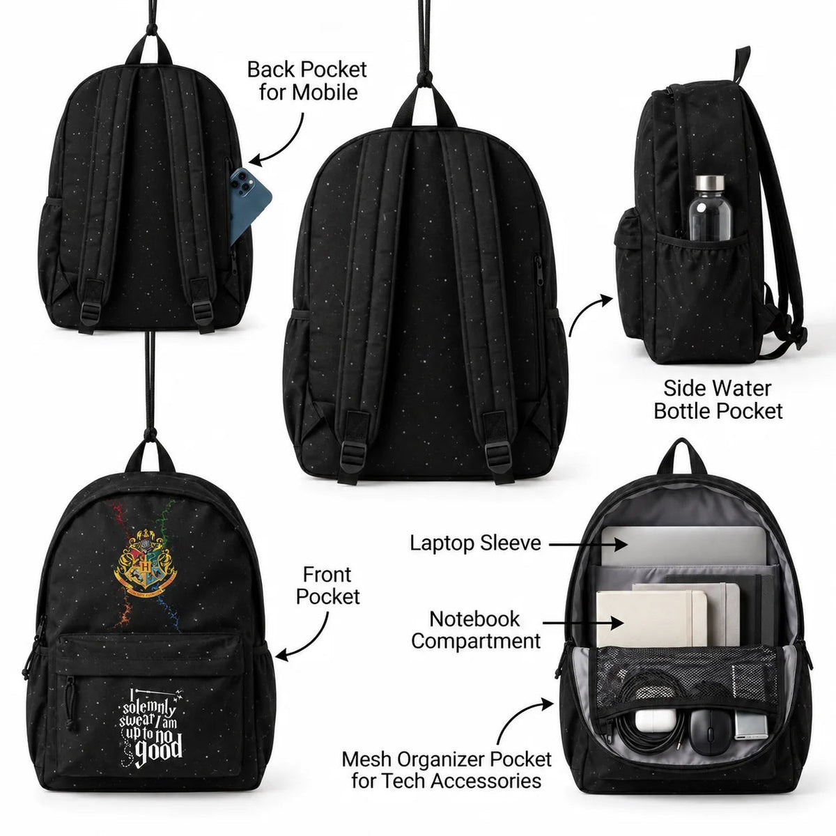 DB111 Harry Potter Allover Printed Backpack - BREACHIT