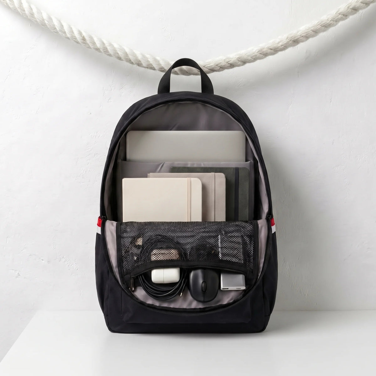 DB117 Black Striped Allover Printed Backpack - BREACHIT