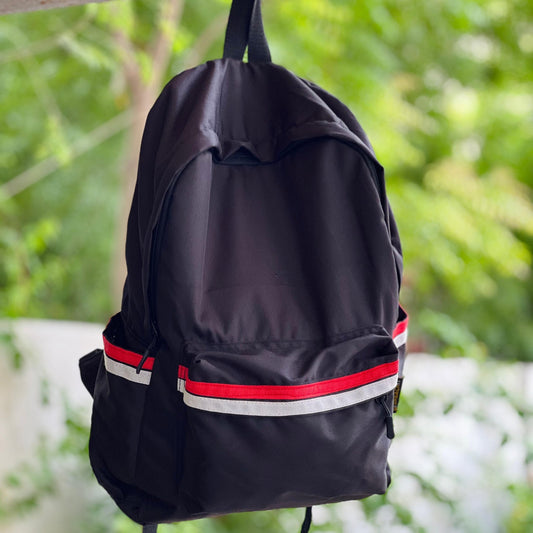 DB117 Black Striped Allover Printed Backpack - BREACHIT