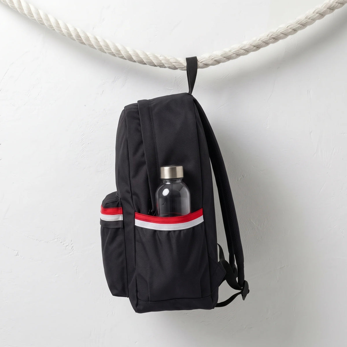 DB117 Black Striped Allover Printed Backpack - BREACHIT