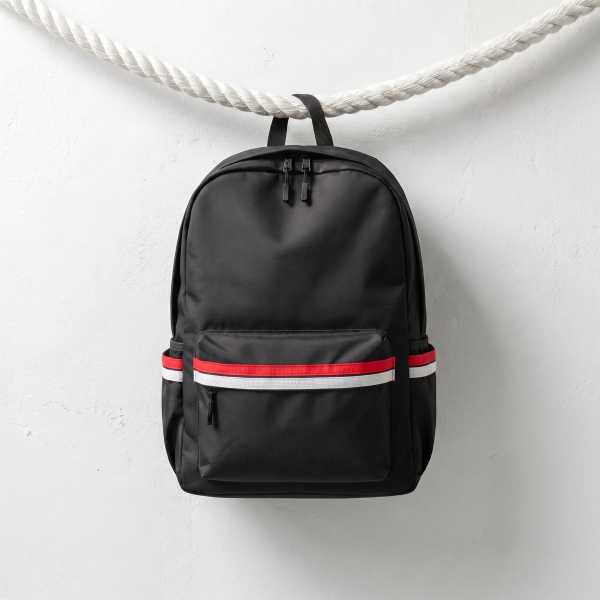 DB117 Black Striped Allover Printed Backpack - BREACHIT