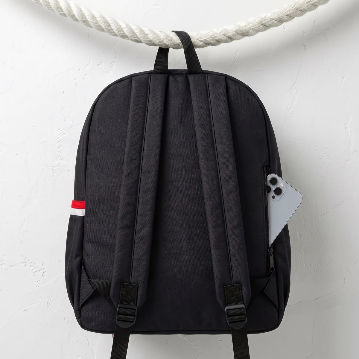 DB117 Black Striped Allover Printed Backpack - BREACHIT