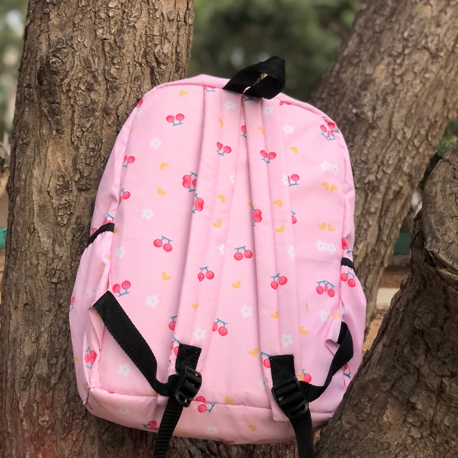 DB118 Baby Pink Allover Printed Backpack - BREACHIT