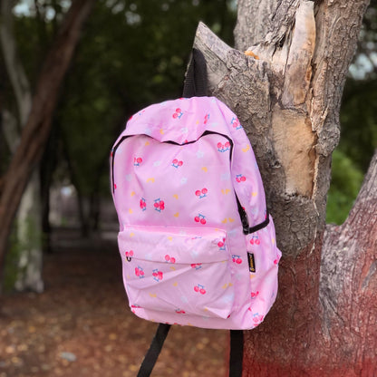 DB118 Baby Pink Allover Printed Backpack - BREACHIT