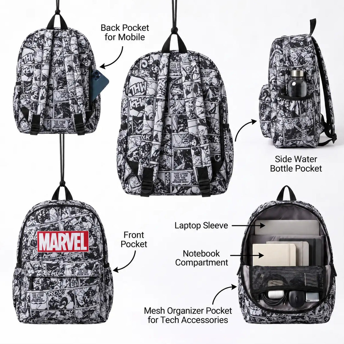 DB122 Marvel Allover Printed Backpack - BREACHIT