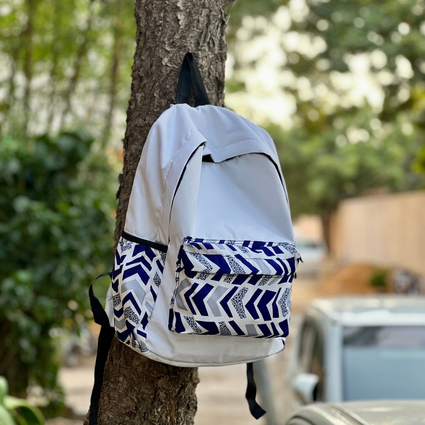 DB128 Blue Arrow Allover Printed Backpack - BREACHIT