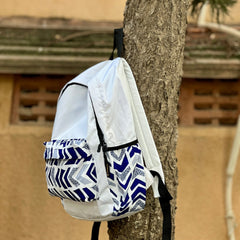 DB128 Blue Arrow Allover Printed Backpack - BREACHIT