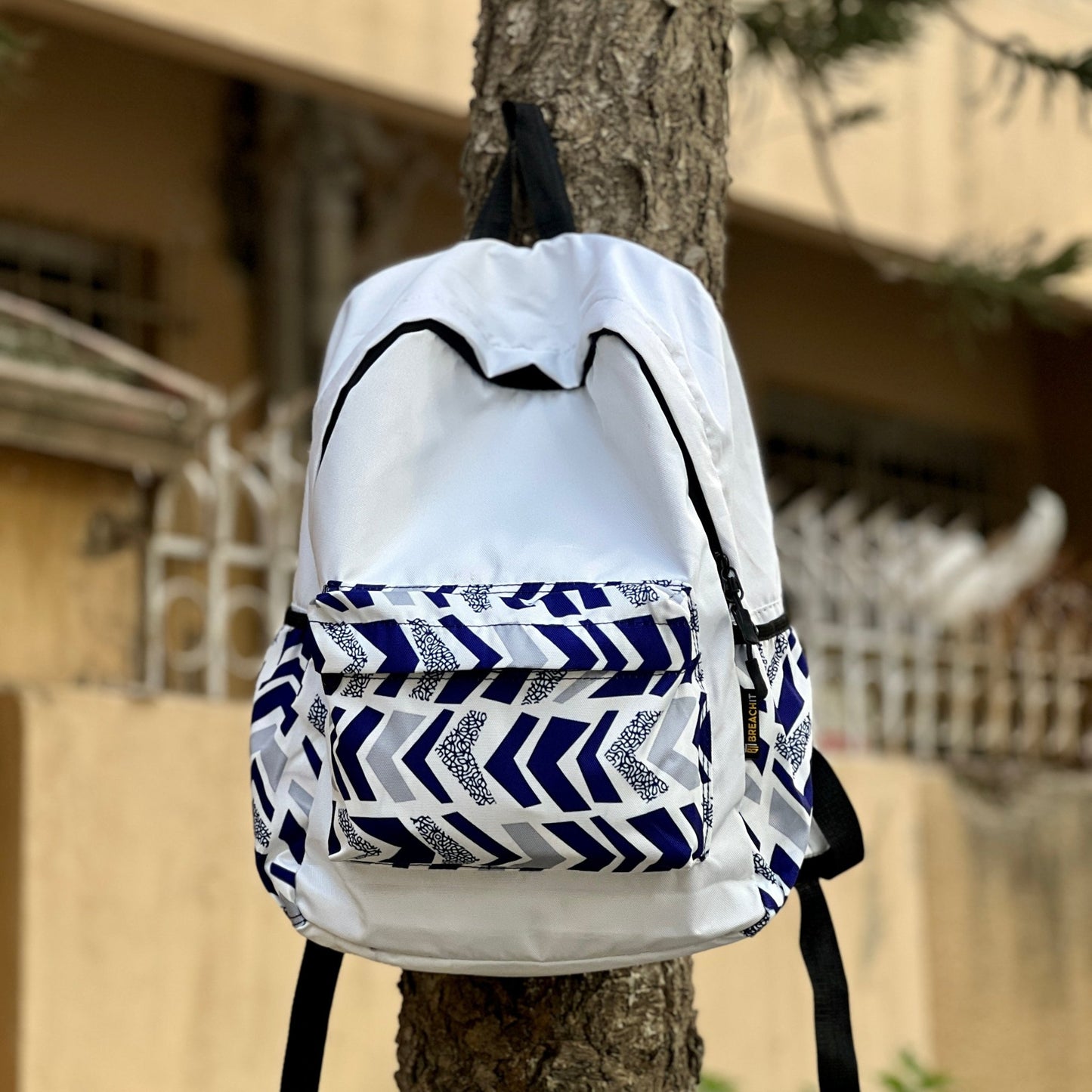 DB128 Blue Arrow Allover Printed Backpack - BREACHIT