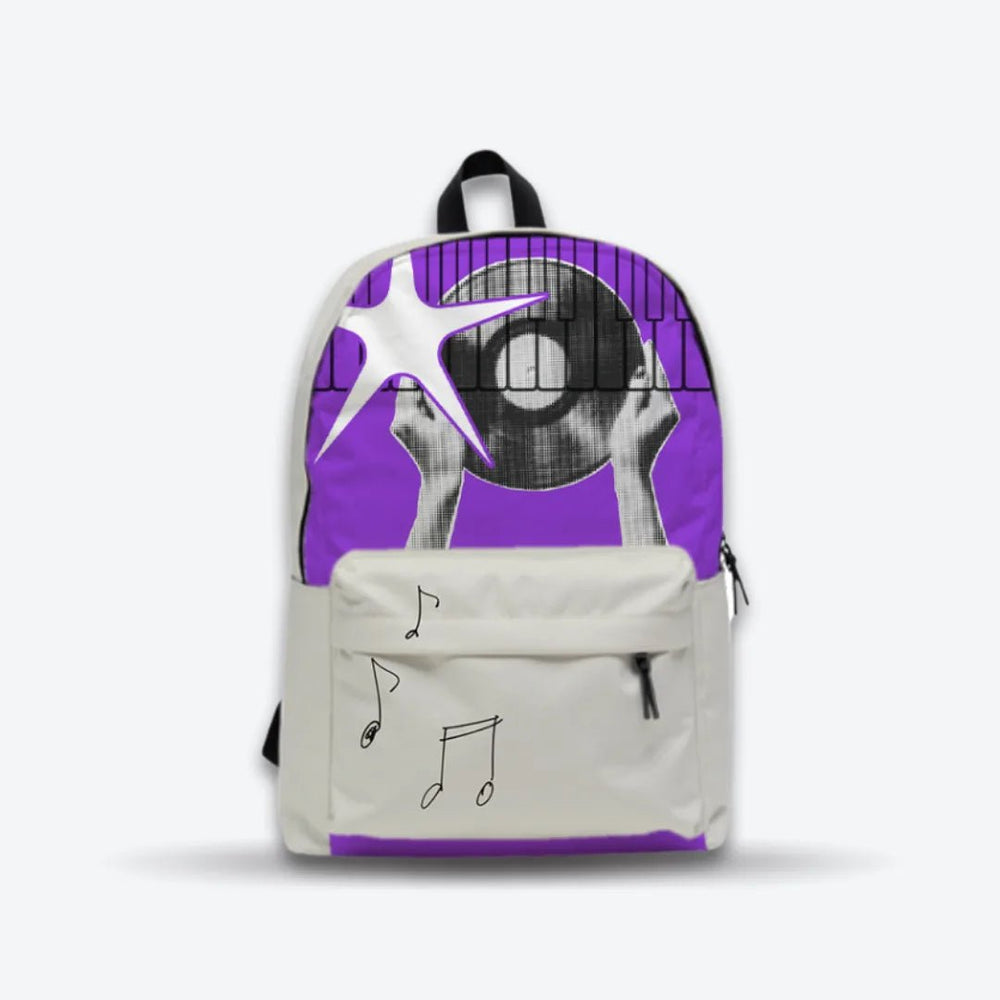 DB156 Vinyl Vibes Allover Printed Backpack - BREACHIT