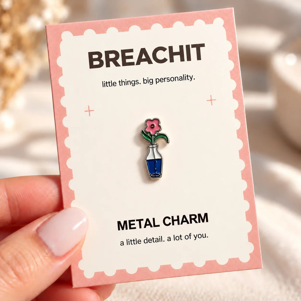 Floral Vase - Adhesive Metal Charm - BREACHIT