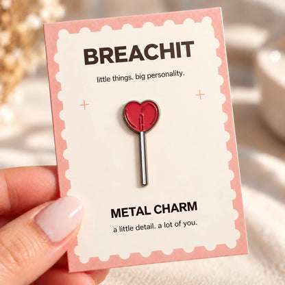 Heart Lollipop - Adhesive Metal Charm - BREACHIT