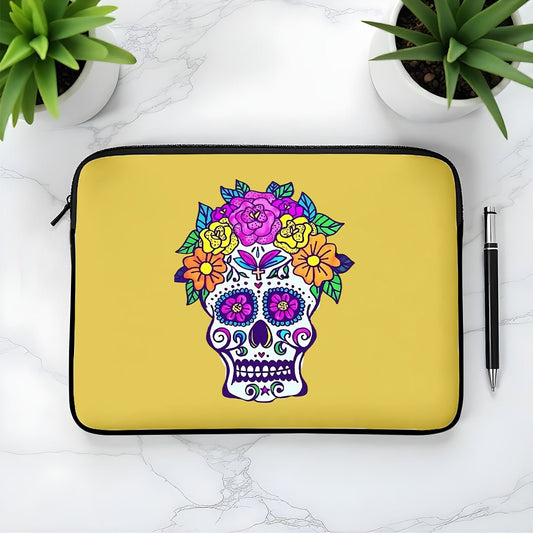 L236 flower Skull Laptop Sleeve - BREACHIT