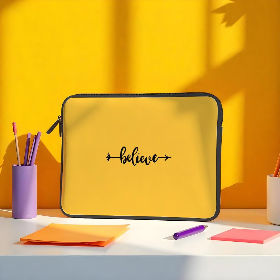 L259 Yellow Believe Laptop Sleeve - BREACHIT