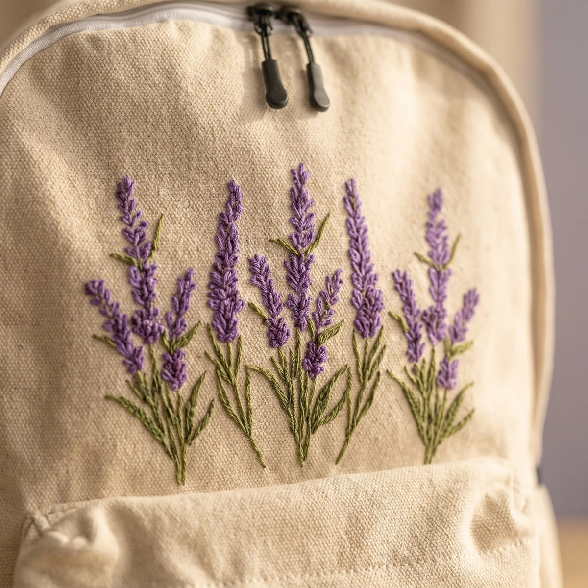 Lavender Bloom Embroidered Backpack - BREACHIT