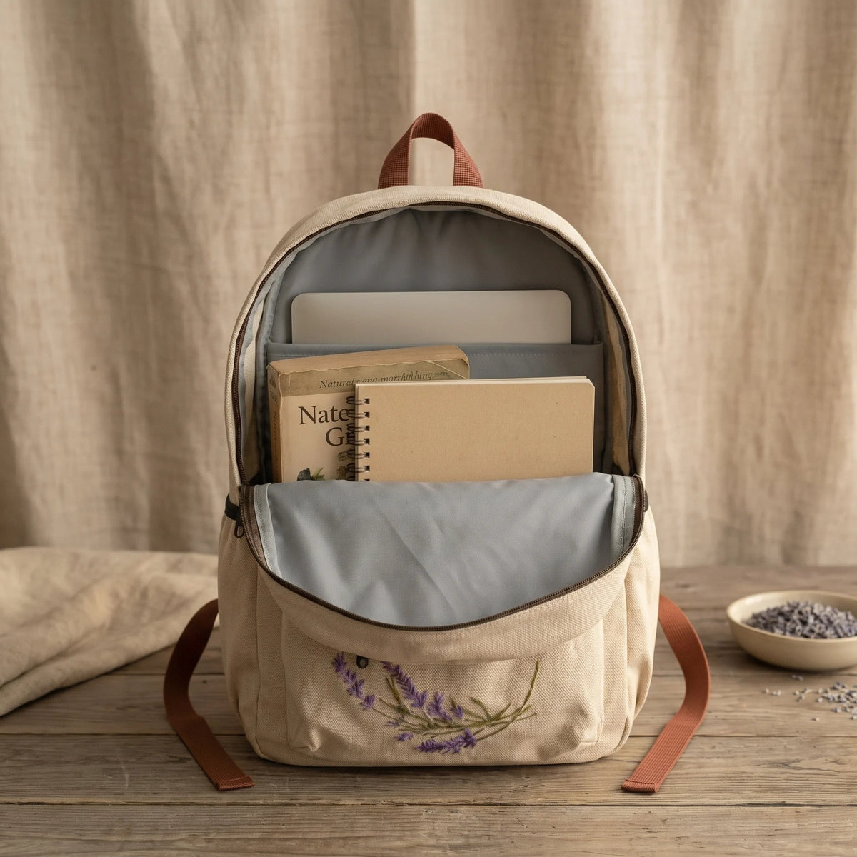 Lavender Bloom Embroidered Backpack - BREACHIT