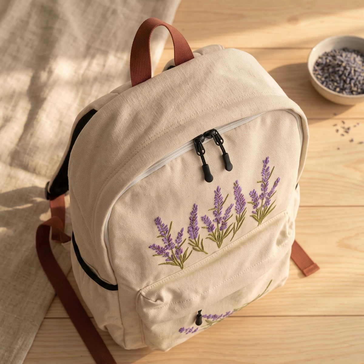 Lavender Bloom Embroidered Backpack - BREACHIT