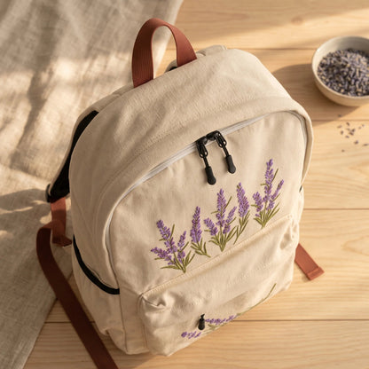 Lavender Bloom Embroidered Backpack - BREACHIT