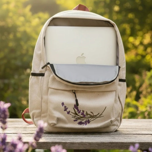 Lavender Bloom Embroidered Backpack - BREACHIT