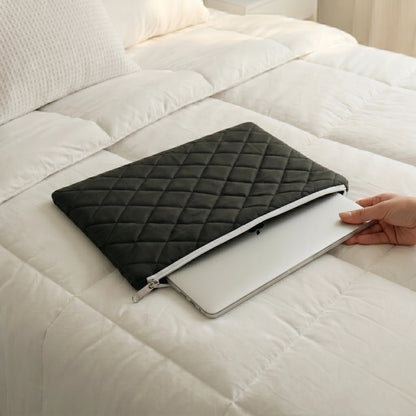 Midnight Black Quilt Puffer Laptop Sleeve - BREACHIT