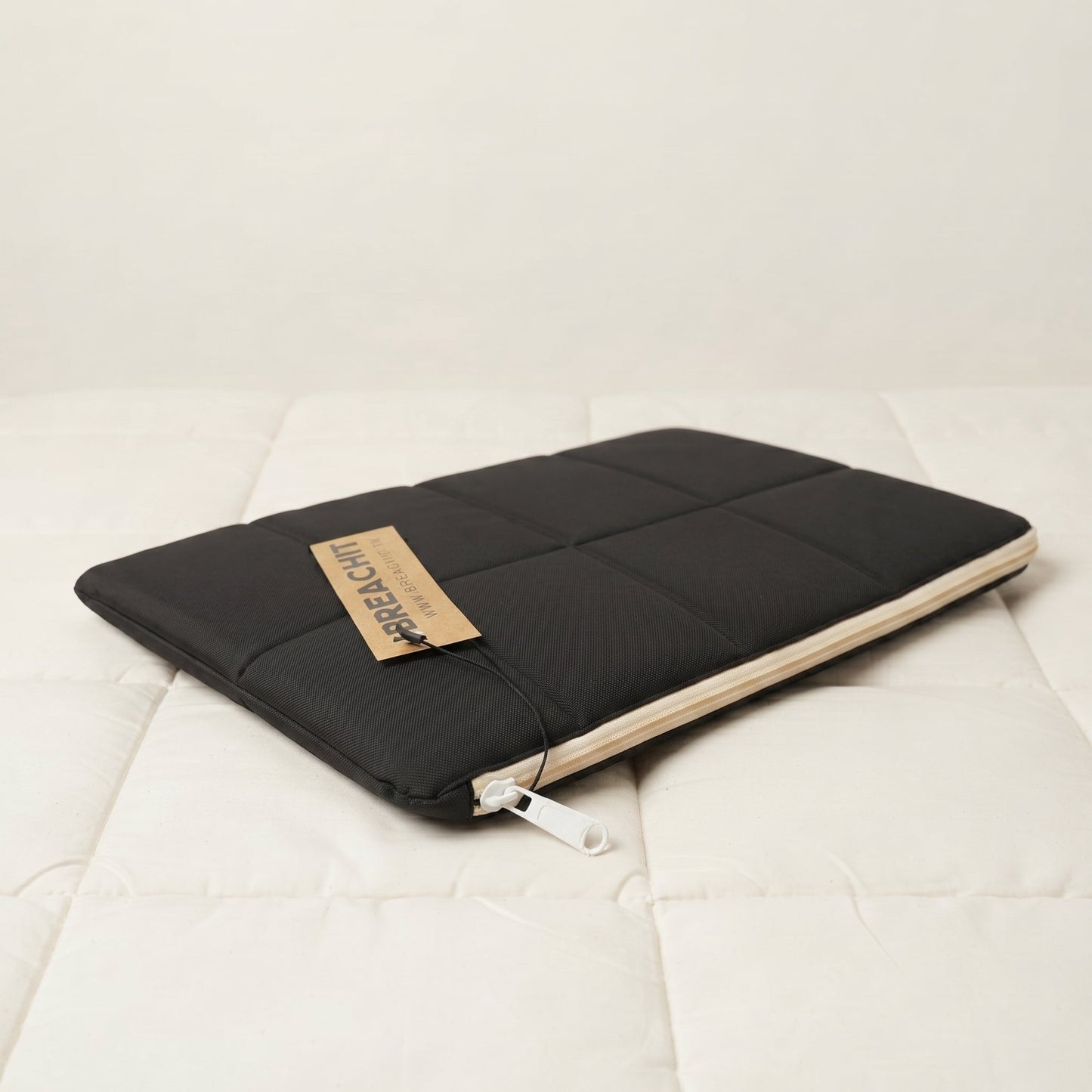 Midnight Black Quilt Puffer Laptop Sleeve - BREACHIT