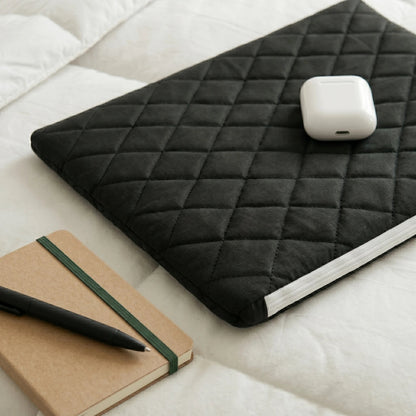 Midnight Black Quilt Puffer Laptop Sleeve - BREACHIT