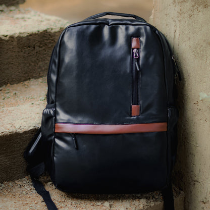 Noir Leatherite Backpack - BREACHIT