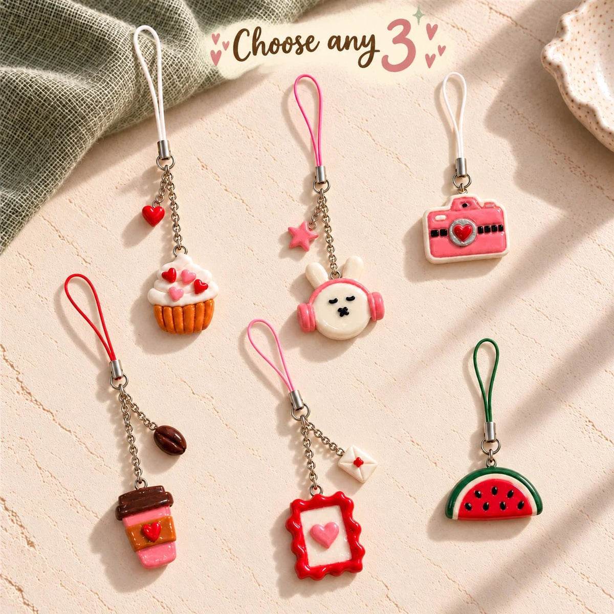 Pack of 3 - Handmade Clay Phone Charms - BREACHIT