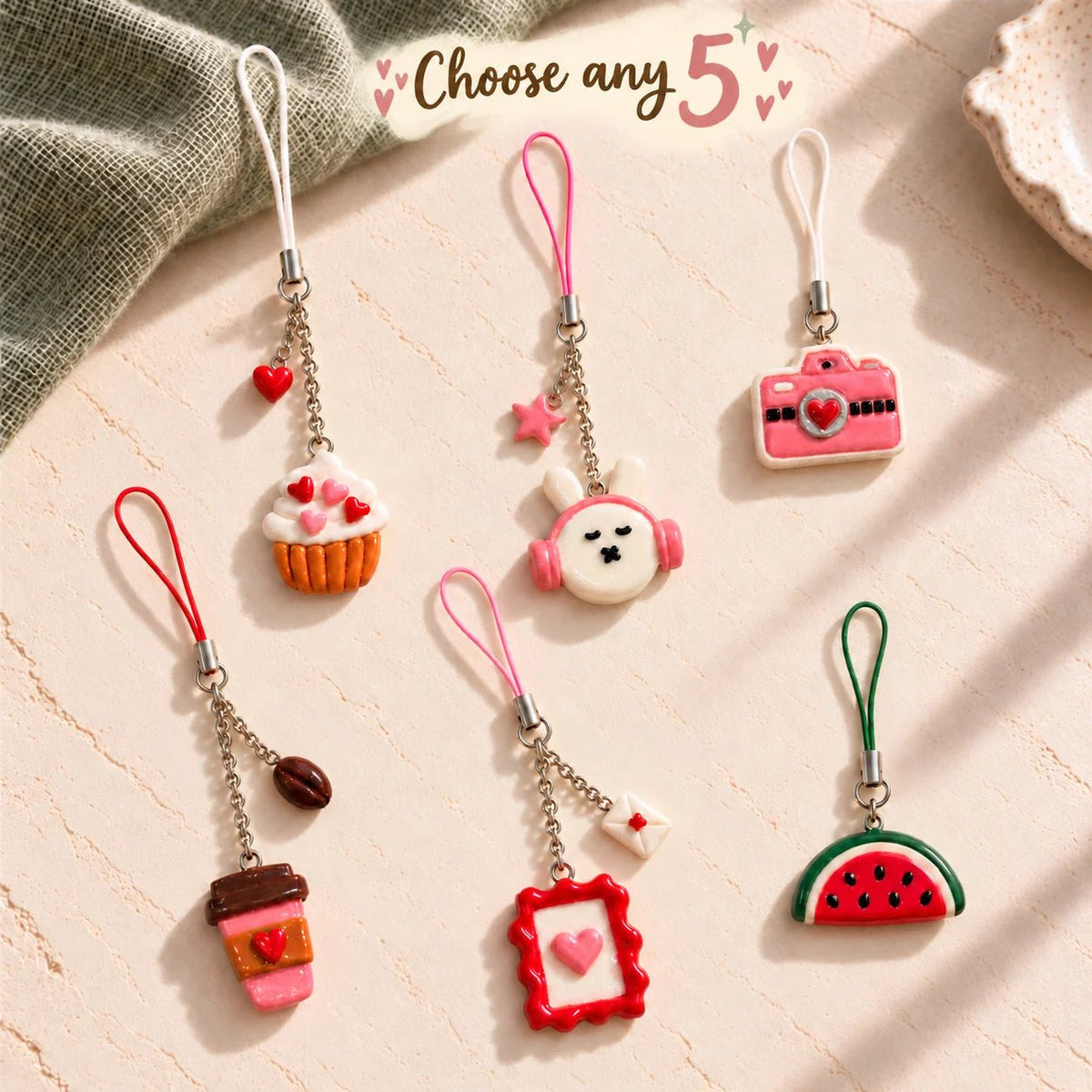 Pack of 5 - Handmade Clay Phone Charms - BREACHIT