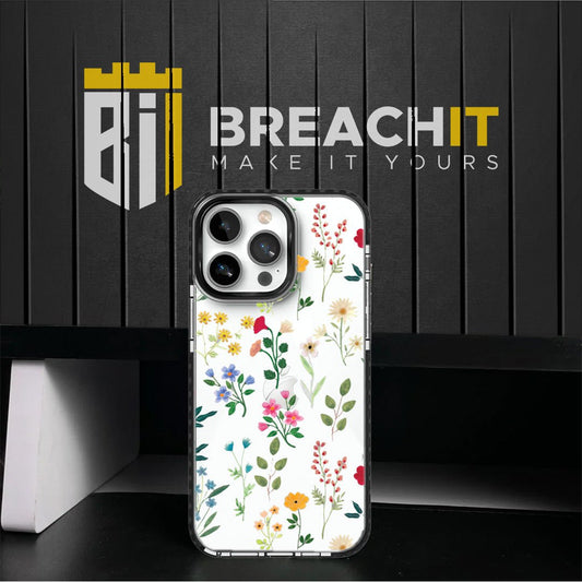 PC002 Colorful Flowers Acrylic Black Border Mobile Case - BREACHIT