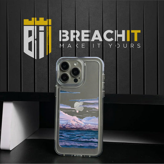 PC013 Sea And Moon Acrylic Black Border Mobile Case - BREACHIT