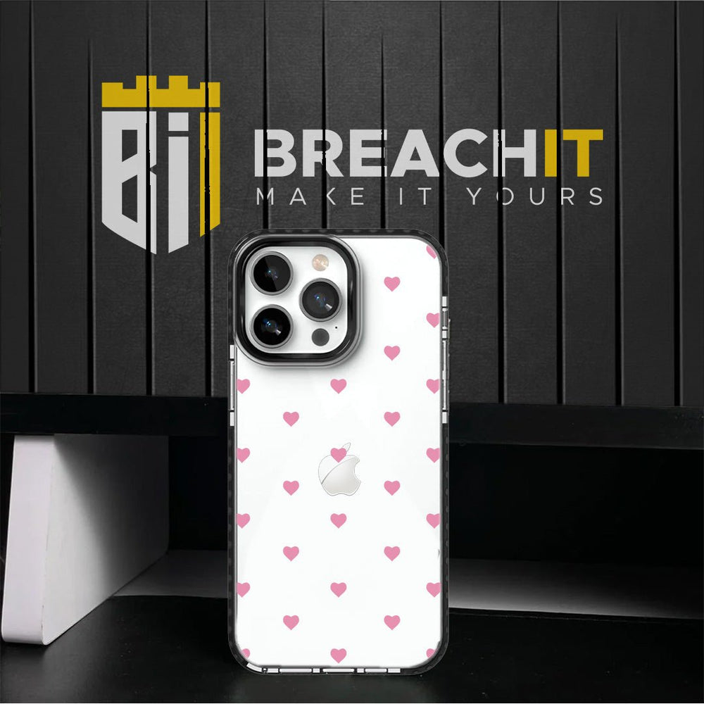 PC034 Pink Hearts Acrylic Black Border Mobile Case - BREACHIT