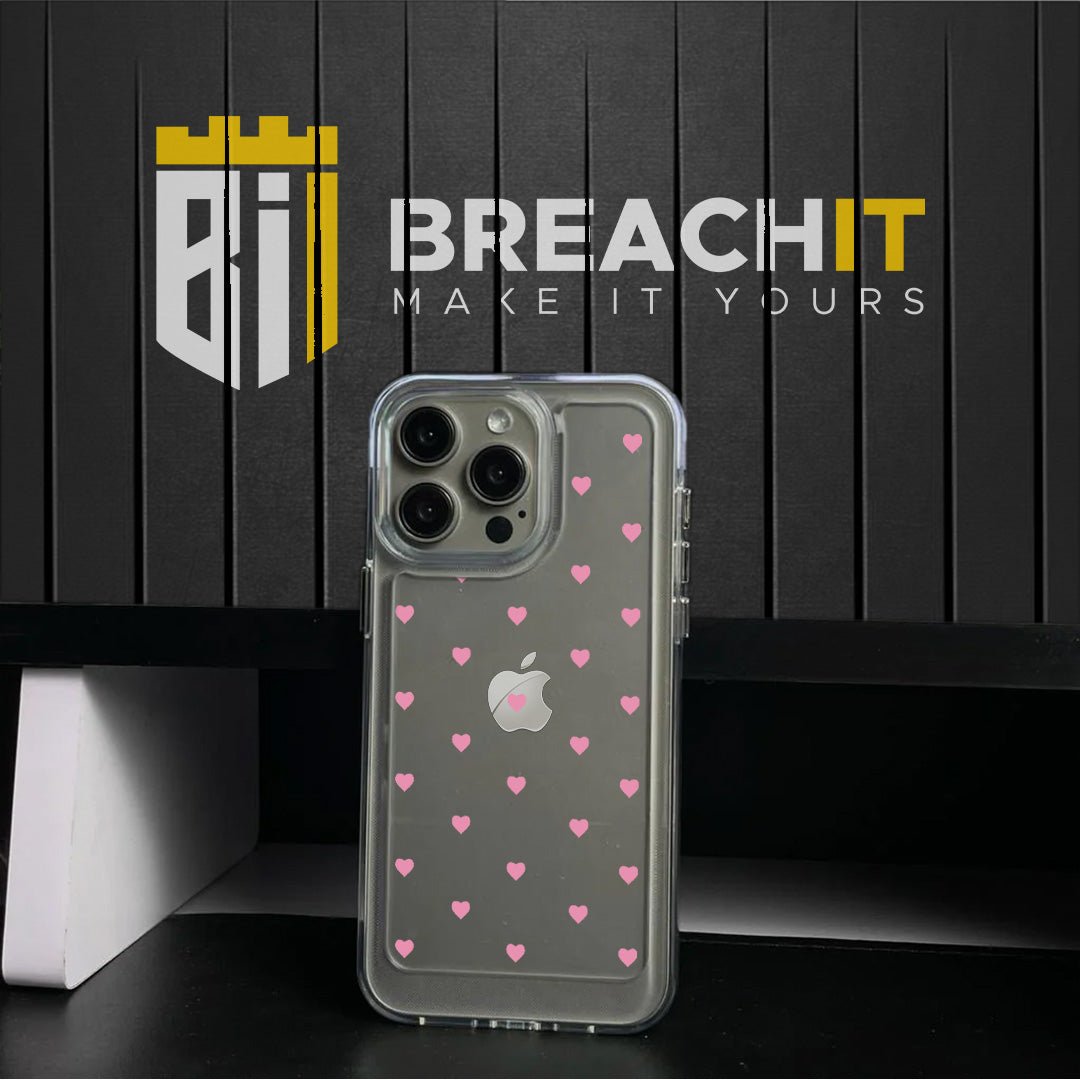 PC034 Pink Hearts Acrylic Black Border Mobile Case - BREACHIT