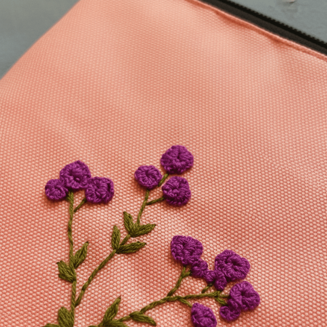 Peach Embroidered Petal Pouch - BREACHIT