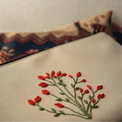 Scarlet Embroidered Bloom Pouch - BREACHIT