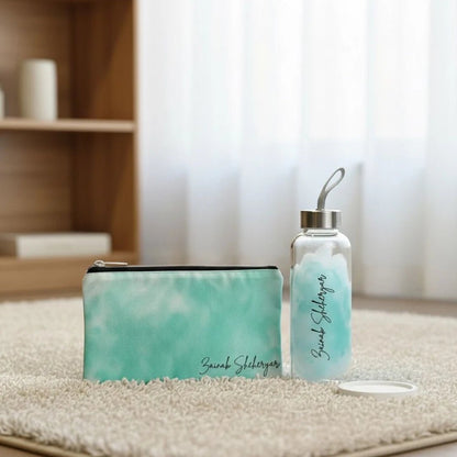 Splash Name Glass Water Bottle and Pouch - BREACHIT