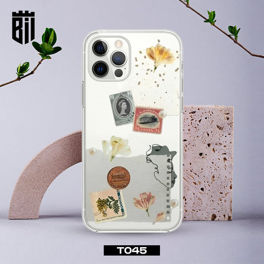 T045 Vintage Sticker Transparent Design Mobile Case - BREACHIT