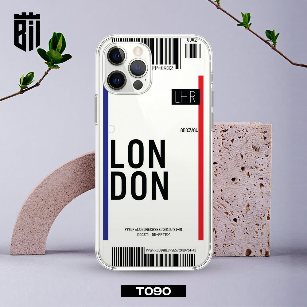 T090 London Boarding Pass Transparent Design Mobile Case - BREACHIT