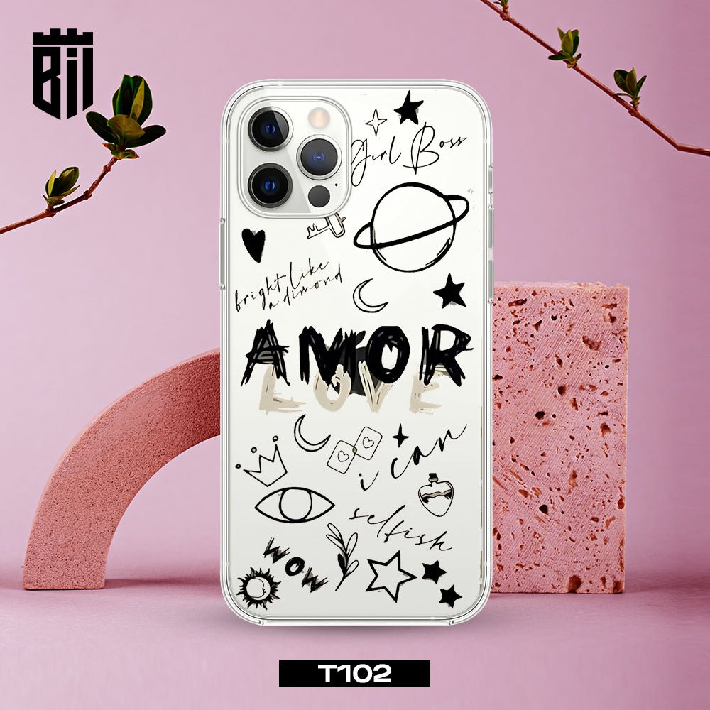 T102 Text Art Transparent Design Mobile Case - BREACHIT