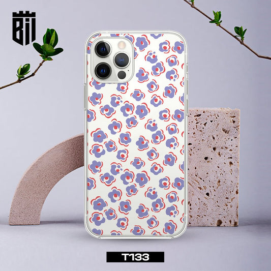 T133 Purple Flowers Transparent Design Mobile Case - BREACHIT