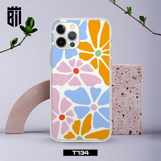 T134 Big Flowers Transparent Design Mobile Case - BREACHIT
