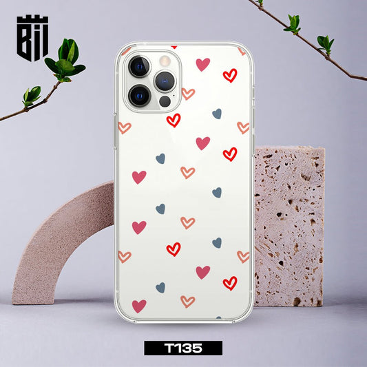T135 Small Hearts Transparent Design Mobile Case - BREACHIT
